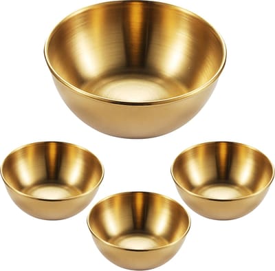Somstyle Kommetjes Set - 4 Stuks - Sausschaaltjes - 8.5 x 3 CM - Saus Bakjes - Goudkleurig