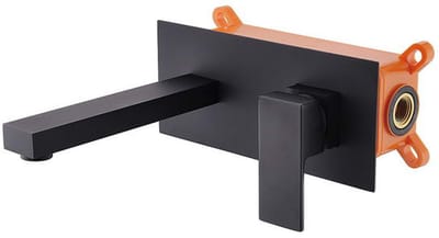 Hudor Wastafelkraan Zwart Wandmontage - Fonteinkraan Alphée Collectie - Tweegats Badkamerkraan Laiton Noir - Wastafelmengkraan Premium Messing