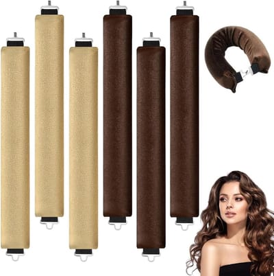 Zes Stuks Warmtevrije Krulrollers voor Natuurlijk Krullen, Ideaal voor Korte, Middellange en Lange Haarstijlen, Perfect voor een Zorgeloze Nachtelijke Look