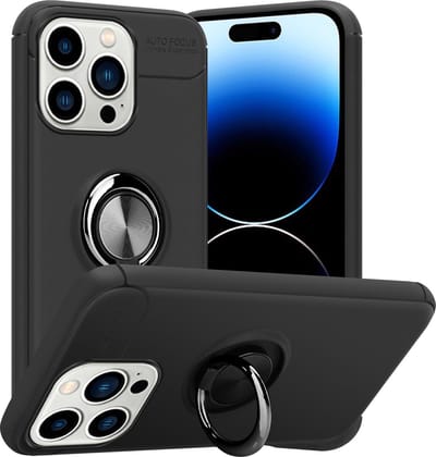 Cadorabo Hoesje geschikt voor Apple iPhone 14 PRO in ZWART - GRIJS - Beschermhoes met focusring van TPU Case Cover siliconen