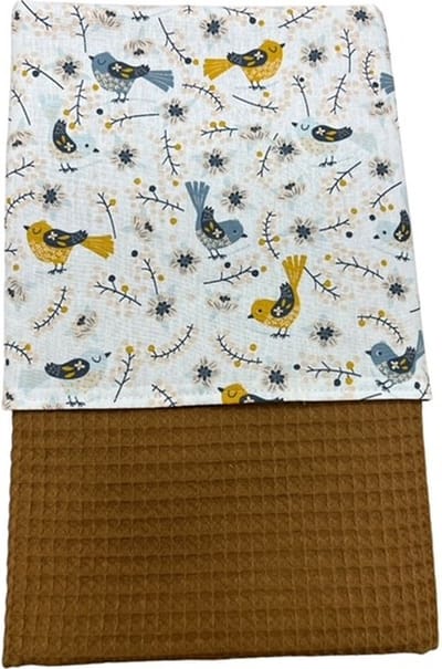baby deken kinderwagen deken wieg deken vogeltjes camel 60 x 90 cm