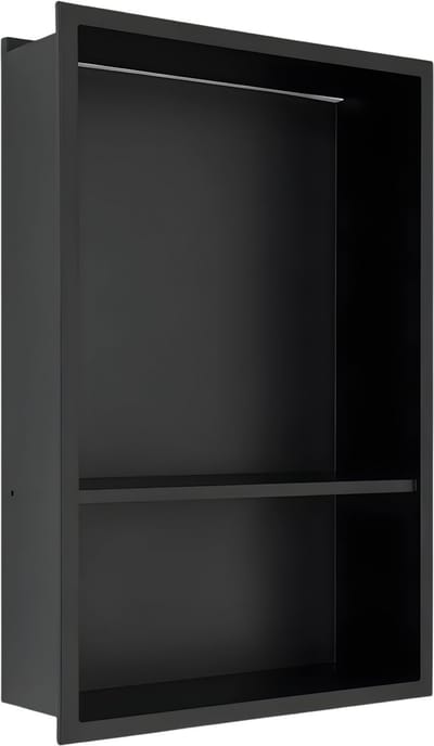 Douchenis - Wandnis - Inbouwnissen - Met RGB-Licht - Voor Badkamer & Douche - RVS - Zwart - 30 × 46 cm