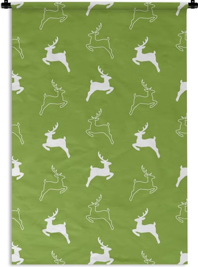 Wandkleed - Wanddoek - Hert - Groen - Patronen - 120x180 cm - Wandtapijt