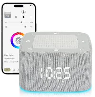 Geluidsmachine met wekker en Bluetooth - 32 rustgevende geluiden, RGB-licht en app-bediening voor optimale slaapervaring