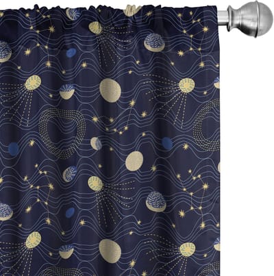 ABAKUHAUS Sterrenhemel gordijnen – 2-delige set 75x225 cm – microvezel – Indigo
