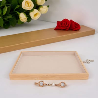 Elegante Houten Sieraden Tray van Hars - Krasbestendige Display voor Sieradenopslag en Organisatie (Beige)