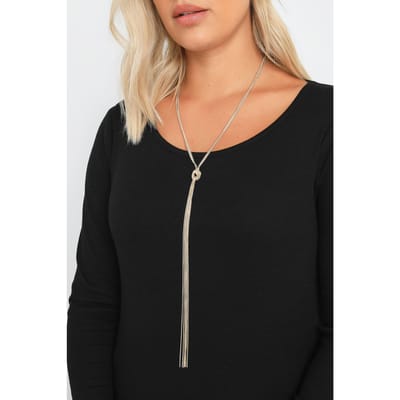 Yours Lange Ketting Met Knoopdetail Met Franje In Goudsize One Size