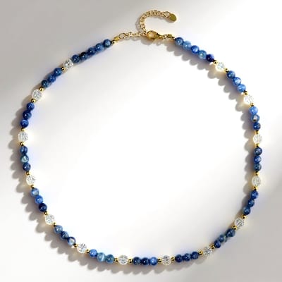 Cavill - Zilveren Halsketting 925 Sterling Zilver Verguld - Maanlichtkwarts 0.22 ct - Nepal Kyaniet 0.71 ct - Gouden Hematiet Kralen