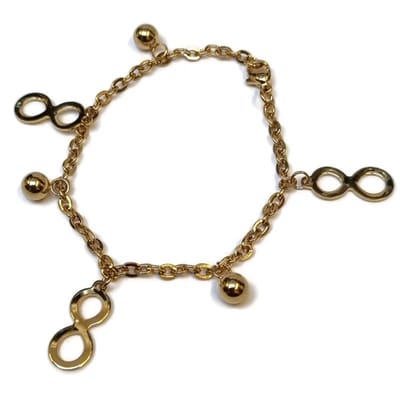 Aramat Jewels | Armbanden | Goudkleurige Bedel Armband met Infinity Symbolen | | | |2mm | Staal | Volwassenen | Verkleurd niet