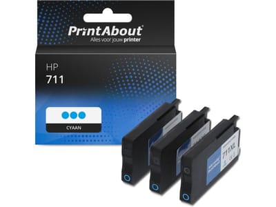 PrintAbout huismerk Inktcartridge 711 (CZ134A) Cyaan Multipack Geschikt voor HP