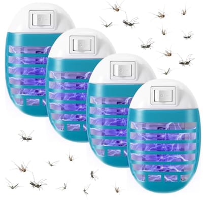 Elektrische Insectenverdelger Set (4 Stuks) – UV Muggenlamp & Vliegenval voor Stopcontact – Veilig & Stil