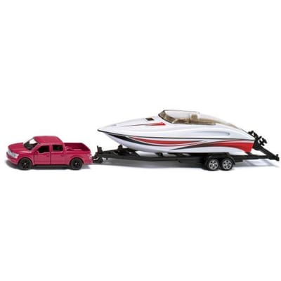 Siku 2568, Ford F150 Met Motorboot, 1:55, Metaal/kunststof, Rood/wit, Rubberen Banden, Drijvende Speelgoedboot