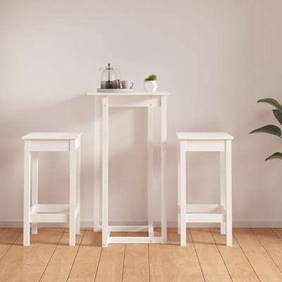 vidaXL - 3-delige - Barset - massief - grenenhout - wit
