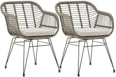 Tuinstoelen PARAMO, set van 2, van polyrotan - grijs/champagne