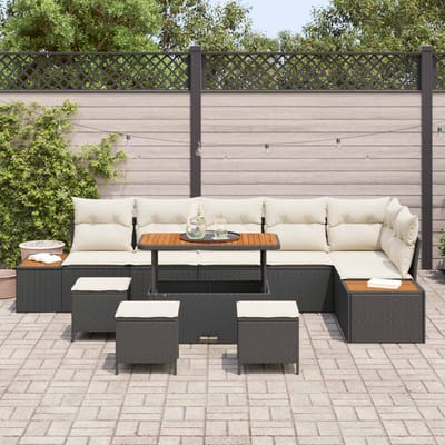 vidaXL - Tuinbank - Set - 10 - st - 9-Aantal - zitplaatsen - Zwart - en - Crème