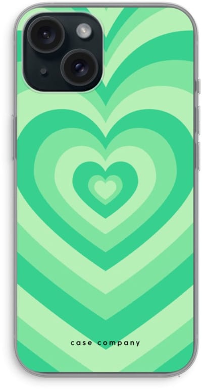 Case Company® - Hoesje geschikt voor iPhone 15 hoesje - Hart Groen - Soft Cover Telefoonhoesje - Bescherming aan alle Kanten en Schermrand
