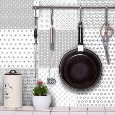 Zelfklevende tegelmuurstickers voor keuken en badkamer - 9 ORAZIO AZULEJOS tegelstickers - 9 stickers 10x10cm