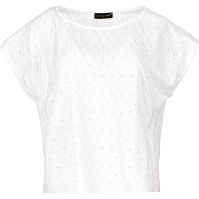 Witte mouwloze geborduurde top