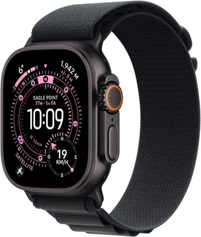 Apple Watch Ultra 3 Cellular 49mm Black Titanium Case with Black Alpine Loop - Small