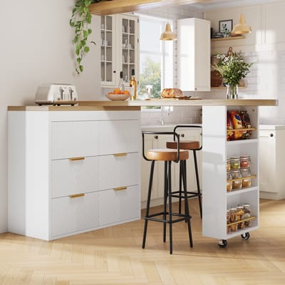 Bardesk - staande tafel - met 6 lades - keukenbijzetkast - met kantelbeveiliging - 360° draaibaar - eettafel - kantoorbureau
