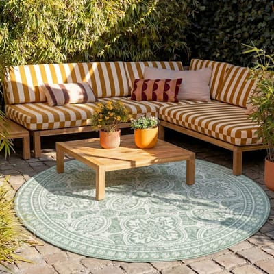 Fraai Rond buitenkleed - Summer Oriental Groen - Ø 240cm