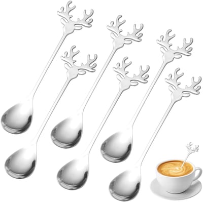 Dailygoods- Lepel 14 cm - 6 Stuks - Roestvrij Staal - Kerstlepel - Koffielepel - Duurzaam - Voedselveilig - Theelepel