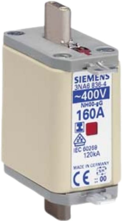 Siemens 3NA68364 Zekeringsinzetstuk Met mechanische beveiligingsweergave Geschikt voor Zekeringsgrootte 000-4 Afmeting zekering : 0 160 A 400 V 3 stuk(s)