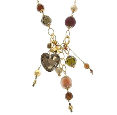Behave - Ketting met bewerkte kralen en hartvormige hanger - Modeaccessoire voor romantische looks