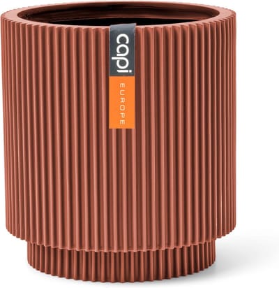 Capi Europe - Vaas cilinder Groove Colours - 8x9 - Merlot rood - Opening Ø7 - Bloempot voor binnen - 5 jaar garantie - BGVMR311
