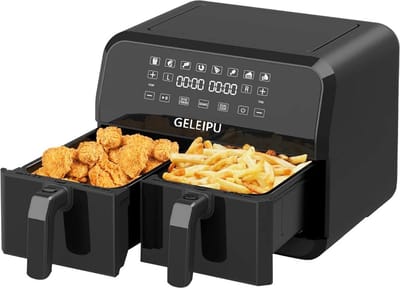 Eszenzics™ Dubbele Airfryer XL - Heteluchtfriteuse 8L - Schudfunctie - 1700W - Vaatmachinebestendig - 8 Presets - Tegelijk klaar functie