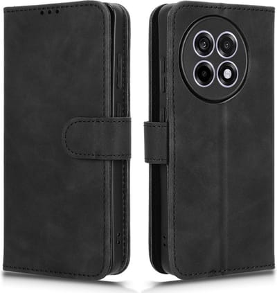 Retro mat zwart agenda book case hoesje - telefoonhoesje geschikt voor OnePlus 13R