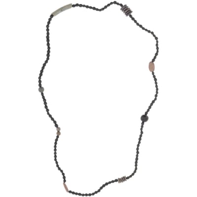 Behave – Ketting – Houten kralen – Bruin;Zwart;Grijs – 90 cm – Boho Chic