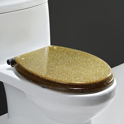Toiletbril - Zitting Badkamer - Badkamer Decoratie - Softclose Mechanisme - 36x42cm - Transparant Goud