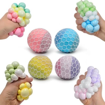 Regenboog Kralen Stressbal Squishy Ballen Fidget voor Volwassenen Stressverlichting Sensorische Plakkerige Ballen Knijpballen Feestartikelen & Cadeaus blue