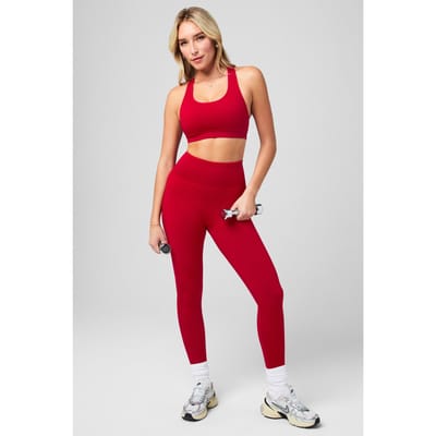 Fabletics Seamless High-waisted Houndstooth Legging Holly Berry/heated Size: S REG | Leggings Outlet | Dames | Roze