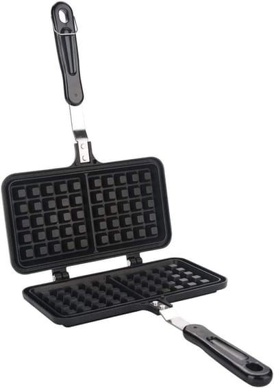 Wafelijzer Pan - Apparaat Koekjes - Lekkere Wafels Maken - Dubbelzijdig Bakken - 46x26.5cm - Zwart