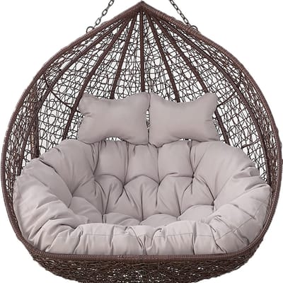 Stoelkussen Dubbel - Kussen voor Hangstoel - Buiten Ontspannen - 6 Inch Dik - 150 x 110 cm - Grijs