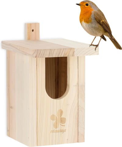 nestkastje vogels - dennenhout - opening 95 x 55 mm - halfholenbroeders - natuur