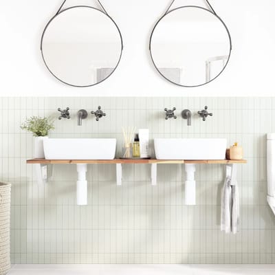 vidaXL - Badkamer - wandschap - staal - en - massief - acaciahout