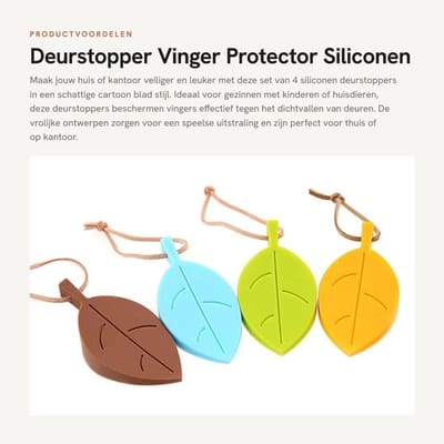 Dailygoods- Deurstoppers 4 Stuks - Siliconen Vingerbeschermer - Decoratieve Deurstopper - Flexibel en Duurzaam - Veilig voor Thuis - 9 cm Lang