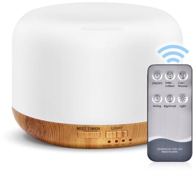 Luchtbevochtiger van 300 ml - Mini-aromadiffuser - Met afstandsbediening - Luchtreiniger voor thuis - Met 7-kleurige ledverlichting - Geschikt voor slaapkamers, woonkamers, kantoren, enz. - 7-kleurige ledverlichting, 4 timerinstellingen