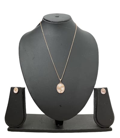 N3 Collections Rosegoudkleurige hanger met ketting en oorbellen voor dames