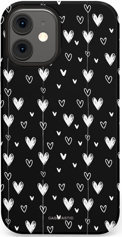 Casetastic Hoesje Geschikt voor Apple iPhone 12 Mini - Stijlvolle Beschermende Duo-layer Case - Hangend Hartje
