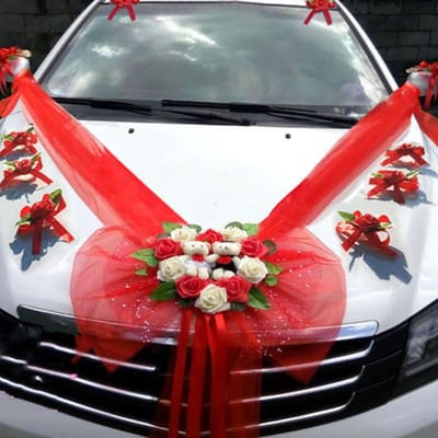 Kunstbloemen PE Roos Trouwauto Bloemen Voorkant Team Decoratie Koreaanse Trouwauto Decoratie Set Onderauto Decoratie Bloemen white
