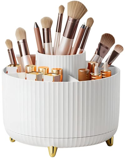Unyqoos ® Veelzijdige 360° Draaibare Cosmetica- en Make-Up Organizer Met Grote Capaciteit in Wit