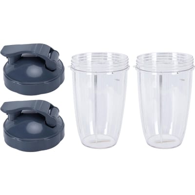 Ensemble Récipient Tasse de Blender Transparent 24OZ Couvercle de Remplacement Compatible avec 600W/900W Extracteur de Jus white