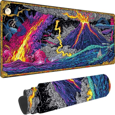 XXL Muismat - Bureauonderlegger Deskpad - Gaming en Kantoor - Waterdicht Antislip - 160x80x0.3 cm - Paarse berg design