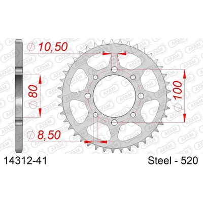 Stalen tandwiel Afam 520 41 dents