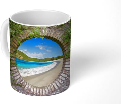 Mok - Koffiemok - Strand - Zee - Doorkijk - Mokken - 350 ML - Beker - Koffiemokken - Theemok