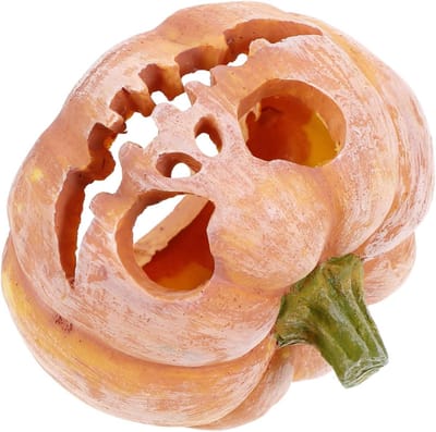 Aquarium Pompoen - Vis Schuilplaats - Decoratie Aquarium - Halloween Thema - 10x9x8 cm - Oranje